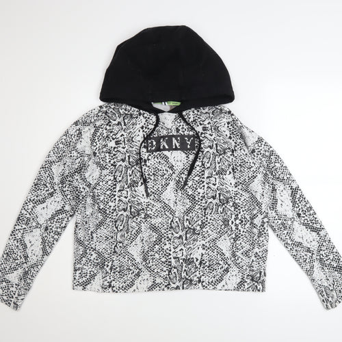DKNY Sport Women’s Black Snake Print Hooded Pullover Sweatshirt S
