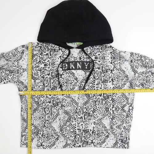 DKNY Sport Women’s Black Snake Print Hooded Pullover Sweatshirt S