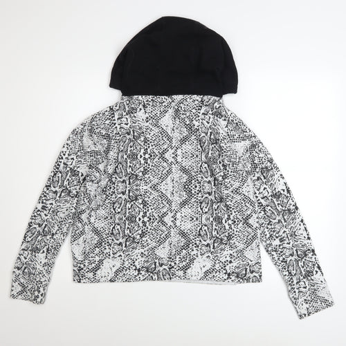 DKNY Sport Women’s Black Snake Print Hooded Pullover Sweatshirt S
