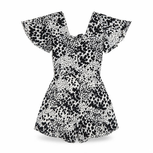 Zara Women's Black White Playsuit S Short Sleeve V-Neck Lightweight