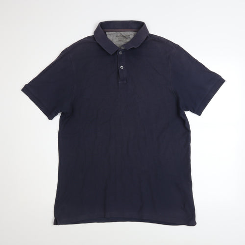 Marks and Spencer Men's Blue Cotton Polo Shirt L Regular Fit