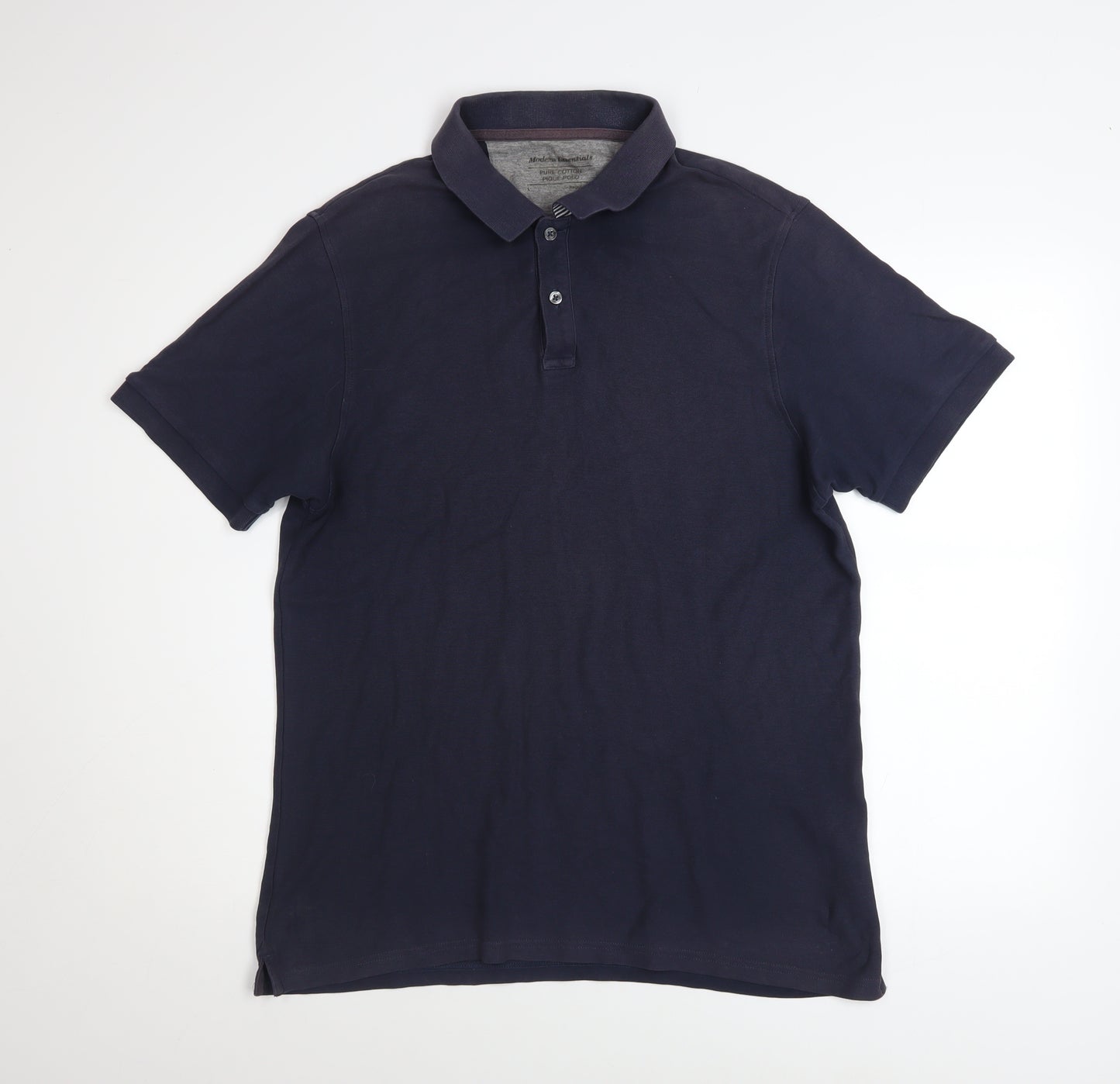 Marks and Spencer Men's Blue Cotton Polo Shirt L Regular Fit