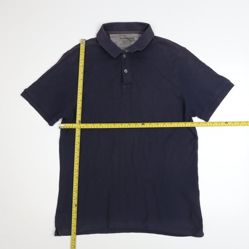 Marks and Spencer Men's Blue Cotton Polo Shirt L Regular Fit