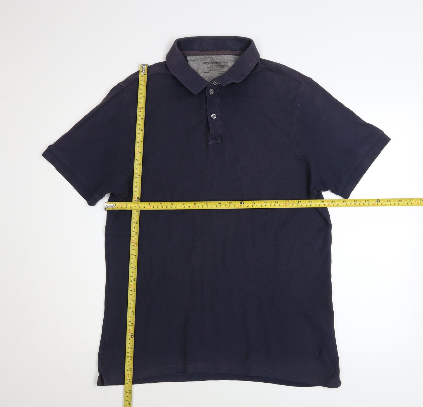 Marks and Spencer Men's Blue Cotton Polo Shirt L Regular Fit