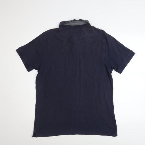 Marks and Spencer Men's Blue Cotton Polo Shirt L Regular Fit