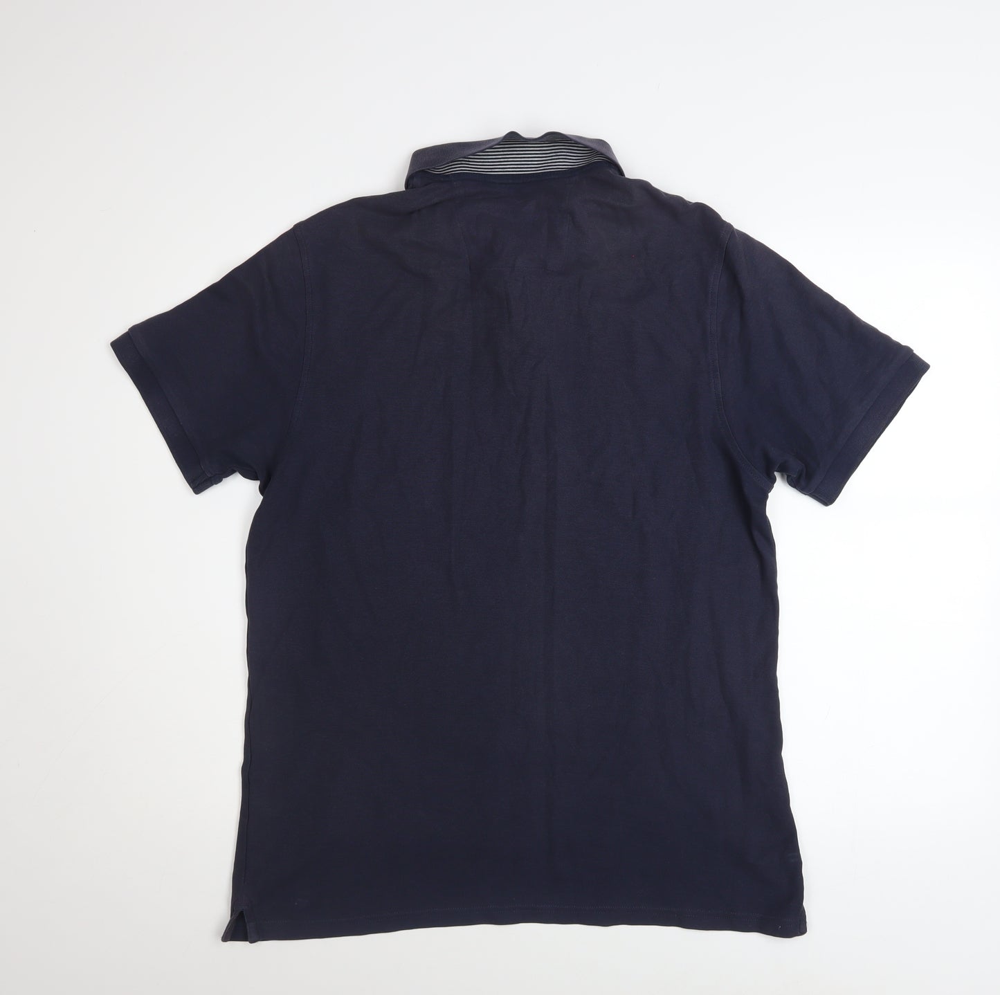 Marks and Spencer Men's Blue Cotton Polo Shirt L Regular Fit