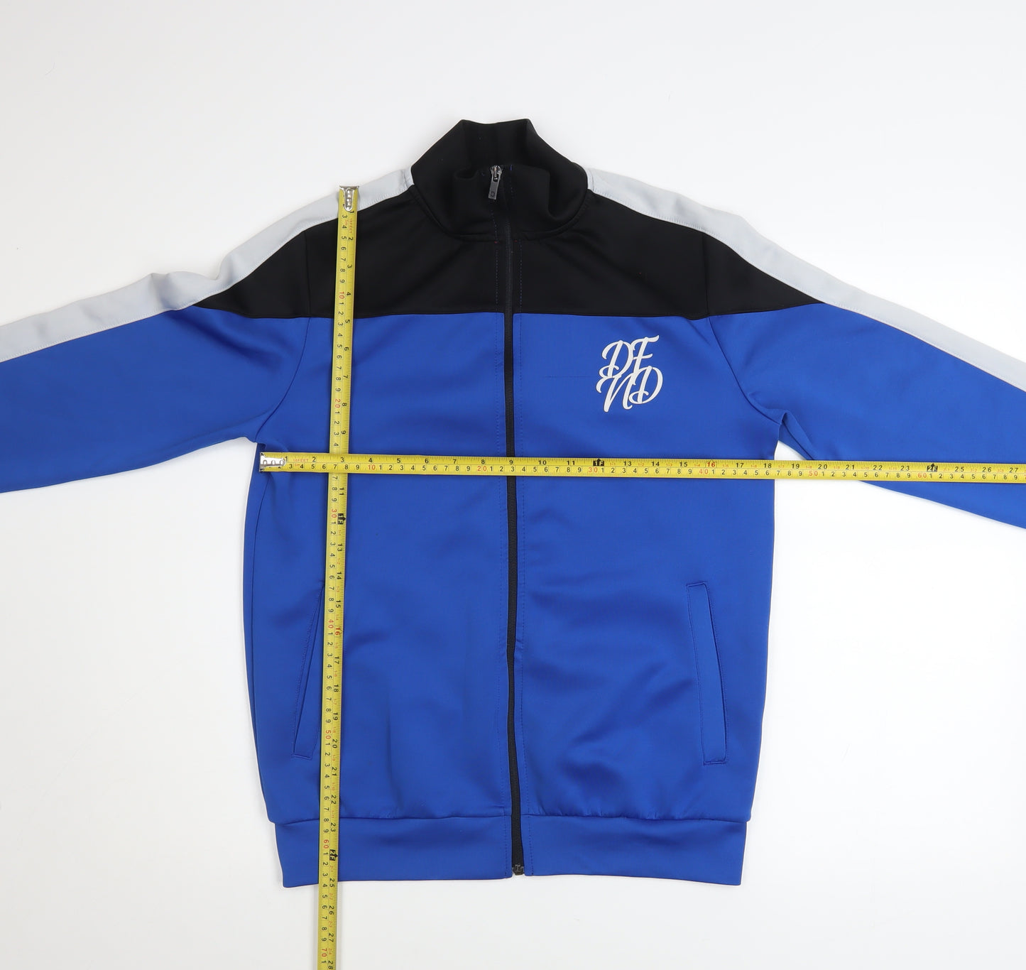 DFND Men’s Blue Black Track Jacket Size S Polyester Full Zip