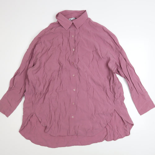ZARA Women Pink Button-Up Long Sleeve Relaxed Shirt Size S