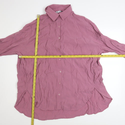 ZARA Women Pink Button-Up Long Sleeve Relaxed Shirt Size S