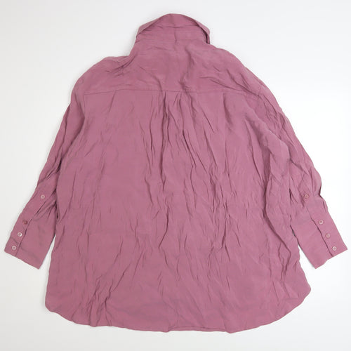 ZARA Women Pink Button-Up Long Sleeve Relaxed Shirt Size S