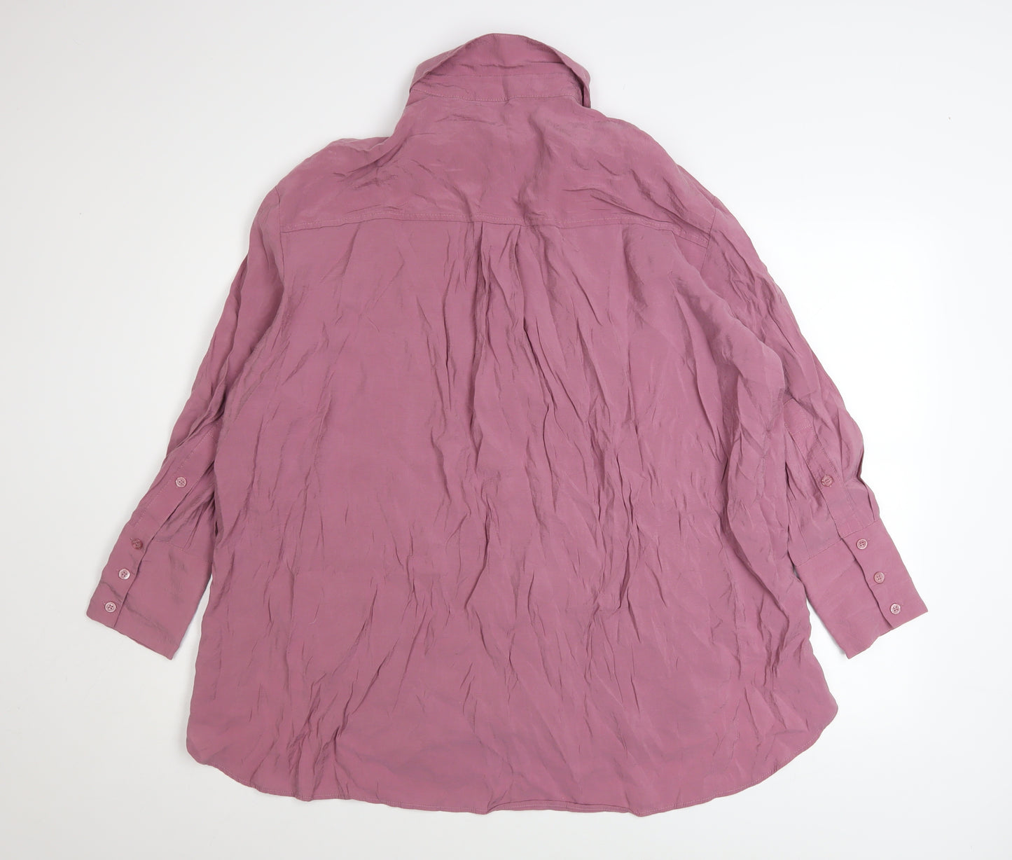 ZARA Women Pink Button-Up Long Sleeve Relaxed Shirt Size S