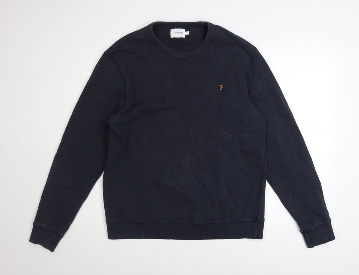 Farah Men's Navy Blue XL Cotton Crew Neck Pullover Sweatshirt