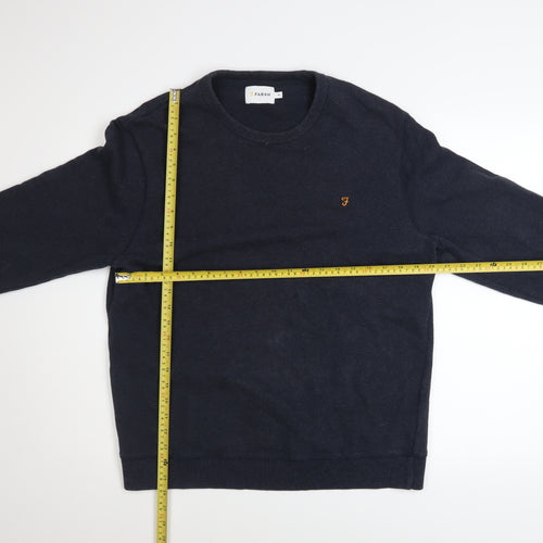Farah Men's Navy Blue XL Cotton Crew Neck Pullover Sweatshirt
