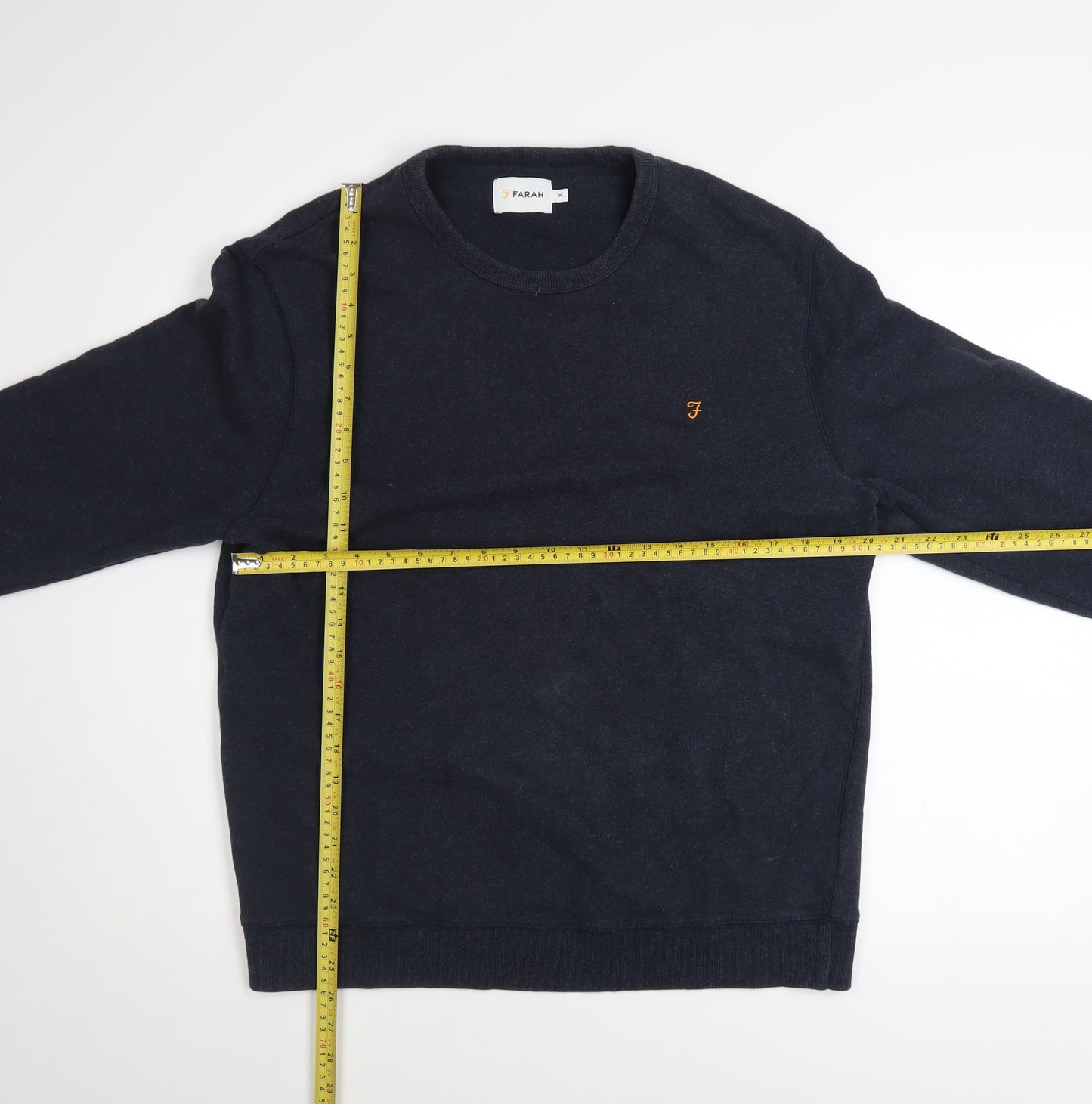 Farah Men's Navy Blue XL Cotton Crew Neck Pullover Sweatshirt