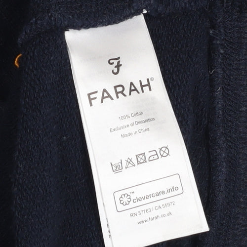 Farah Men's Navy Blue XL Cotton Crew Neck Pullover Sweatshirt