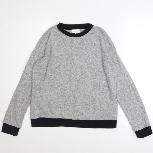 Topshop Women Grey Crew Neck Long Sleeve Pullover Sweatshirt Size S