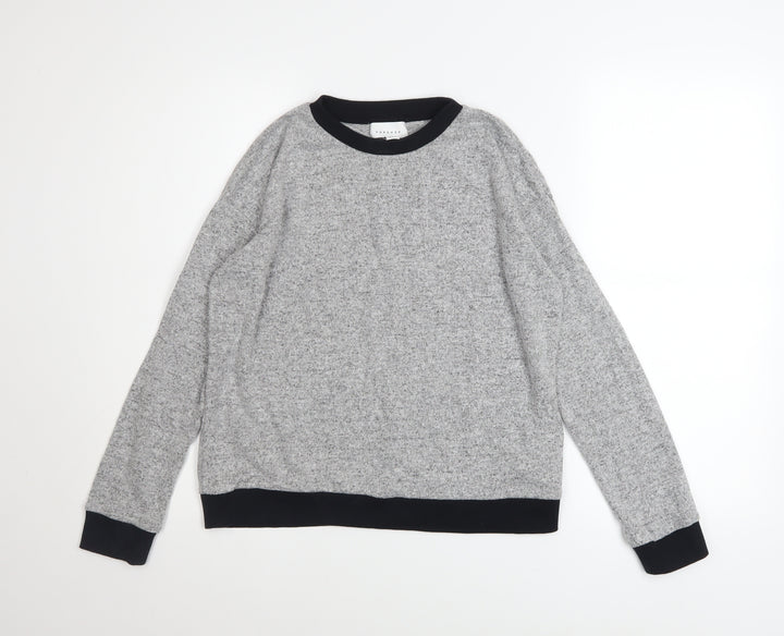 Topshop Women Grey Crew Neck Long Sleeve Pullover Sweatshirt Size S
