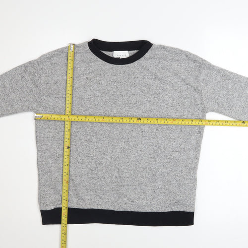 Topshop Women Grey Crew Neck Long Sleeve Pullover Sweatshirt Size S
