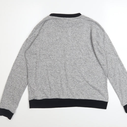 Topshop Women Grey Crew Neck Long Sleeve Pullover Sweatshirt Size S