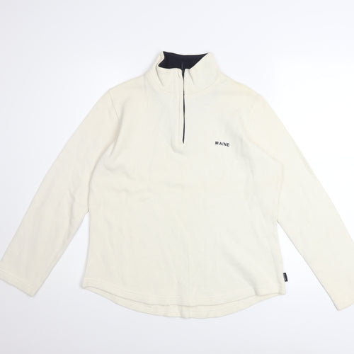 Maine New England Womens Ivory 1/4 Zip Cotton Sweatshirt Size 12