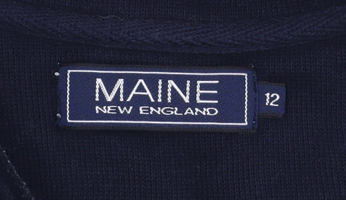 Maine New England Womens Ivory 1/4 Zip Cotton Sweatshirt Size 12