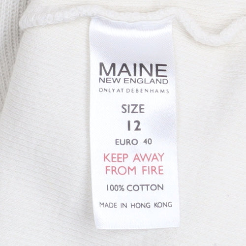 Maine New England Womens Ivory 1/4 Zip Cotton Sweatshirt Size 12
