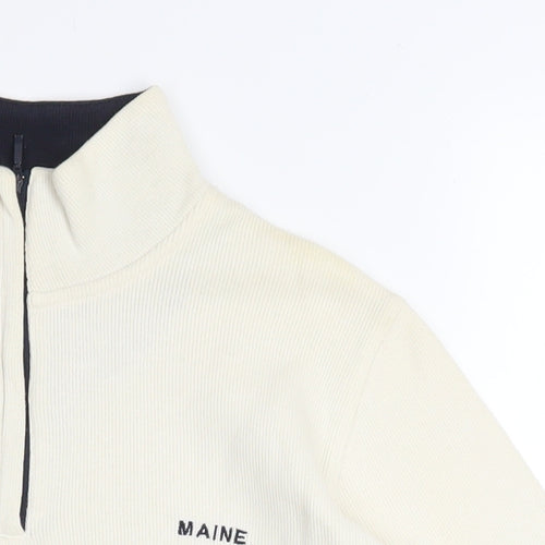 Maine New England Womens Ivory 1/4 Zip Cotton Sweatshirt Size 12