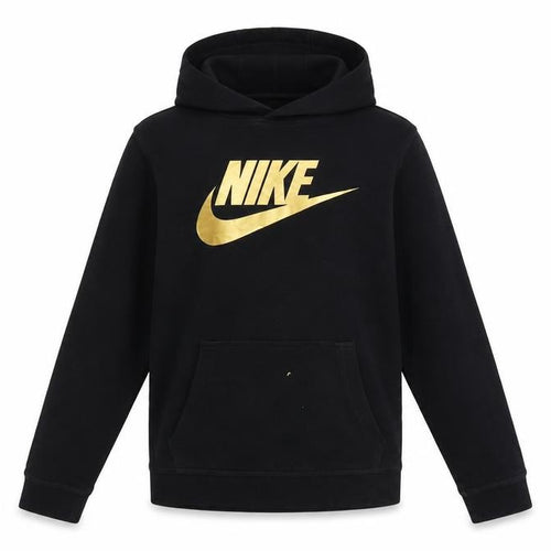 Nike Boys Black Gold Logo Pullover Hoodie XL (158-170cm) Standard Fit
