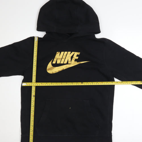 Nike Boys Black Gold Logo Pullover Hoodie XL (158-170cm) Standard Fit