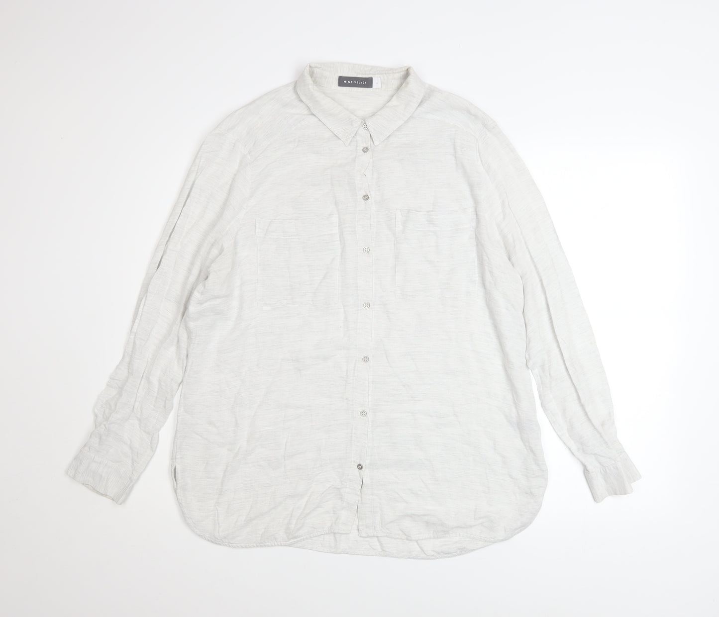 Mint Velvet Women's White Long Sleeve Button-Up Shirt Size 16