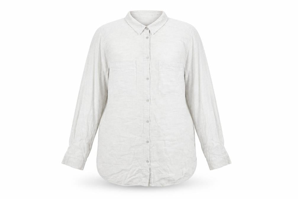 Front view of Mint Velvet Women's White Long Sleeve Button-Up Shirt, size 16