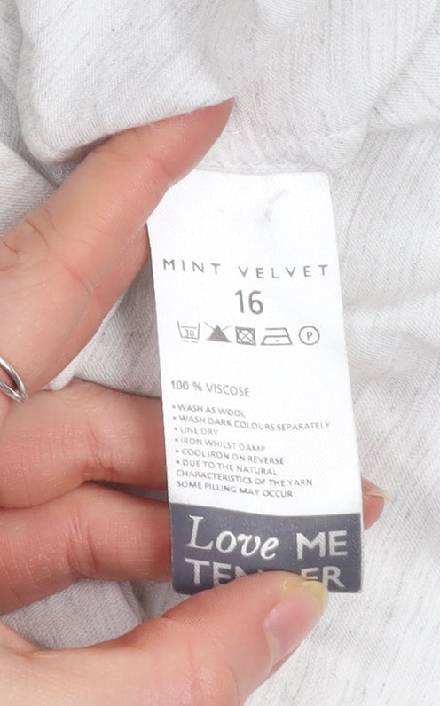 Mint Velvet Women's White Long Sleeve Button-Up Shirt Size 16