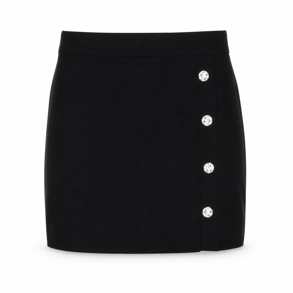 Primark Women Black Short Stretch Button Pencil Skirt Size S 10/12