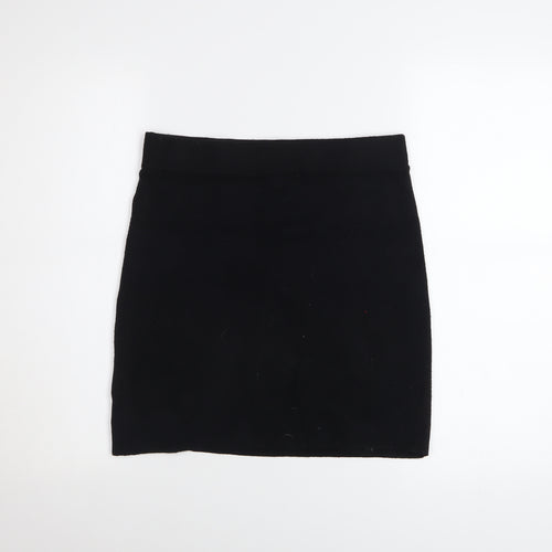 Primark Women Black Short Stretch Button Pencil Skirt Size S 10/12