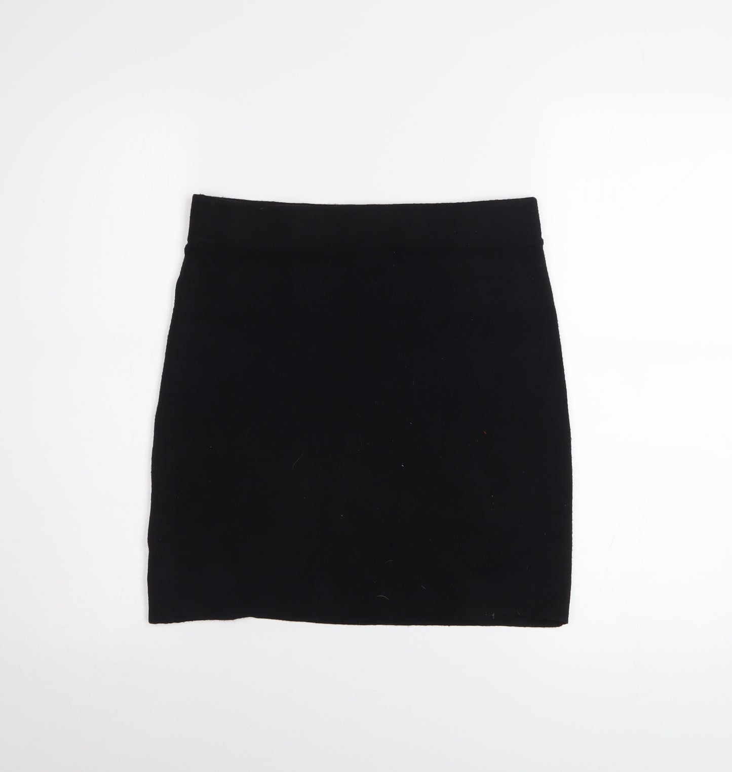 Primark Women Black Short Stretch Button Pencil Skirt Size S 10/12