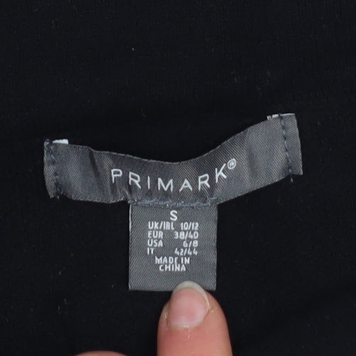 Primark Women Black Short Stretch Button Pencil Skirt Size S 10/12