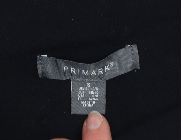 Primark Women Black Short Stretch Button Pencil Skirt Size S 10/12