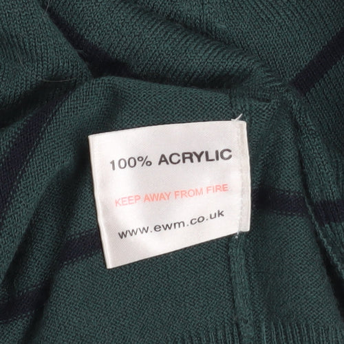 James Pringle Men Green Striped Crew Neck Acrylic Jumper Size S