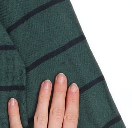James Pringle Men Green Striped Crew Neck Acrylic Jumper Size S