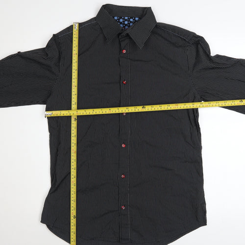 Next Men's Black Striped Long Sleeve Button-Up Shirt Size M