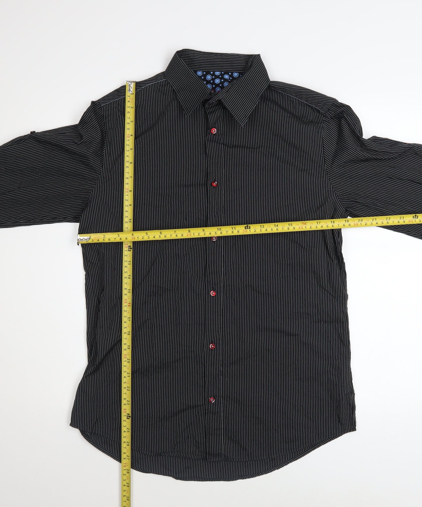 Next Men's Black Striped Long Sleeve Button-Up Shirt Size M