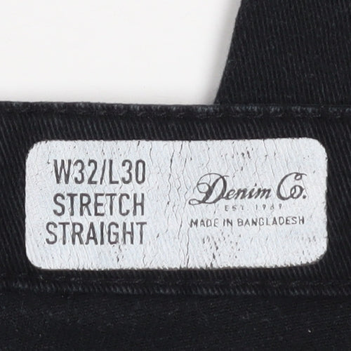 Denim Co. Men's Black Straight Stretch Jeans W32 L30