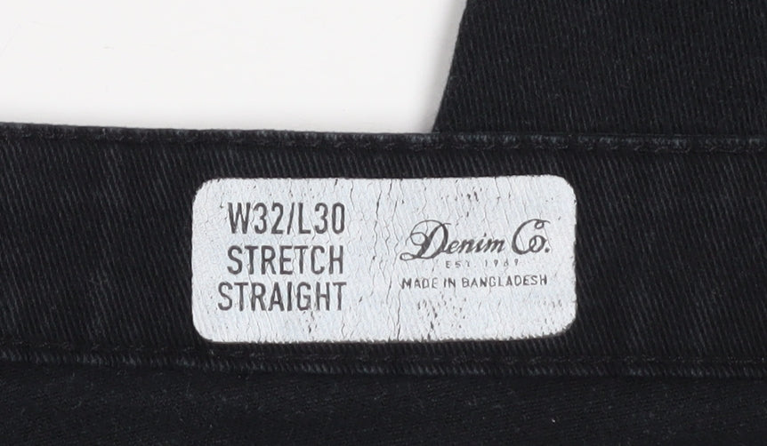 Denim Co. Men's Black Straight Stretch Jeans W32 L30