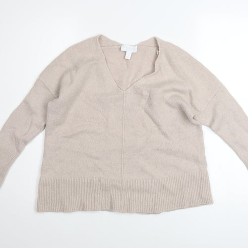 The White Company Women’s Beige Wool Alpaca V-Neck Jumper Size L
