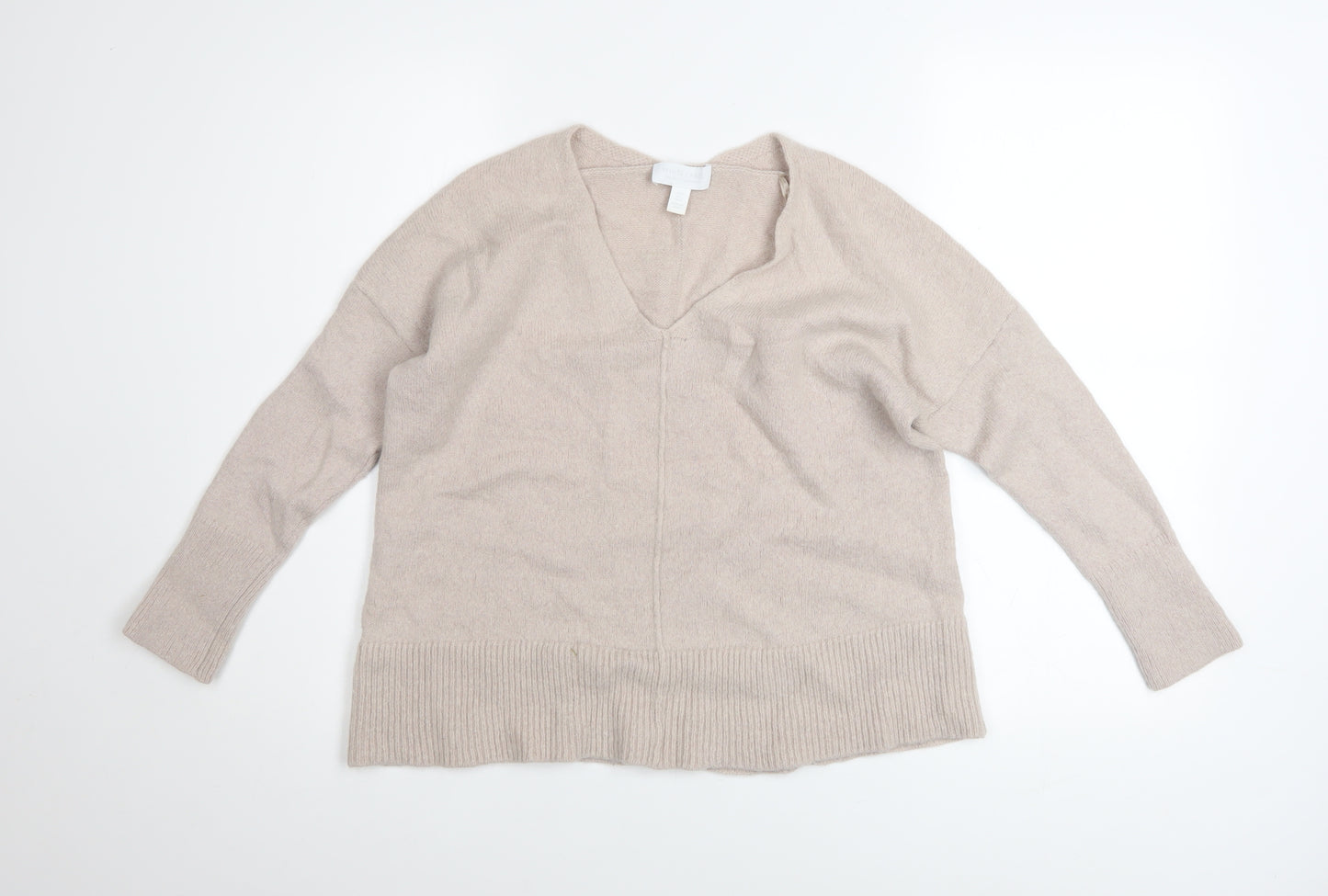 The White Company Women’s Beige Wool Alpaca V-Neck Jumper Size L
