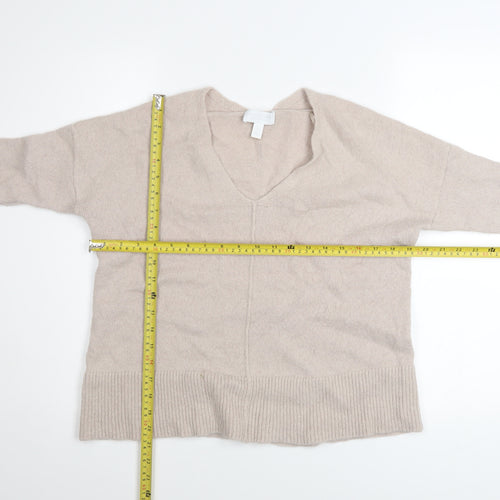 The White Company Women’s Beige Wool Alpaca V-Neck Jumper Size L