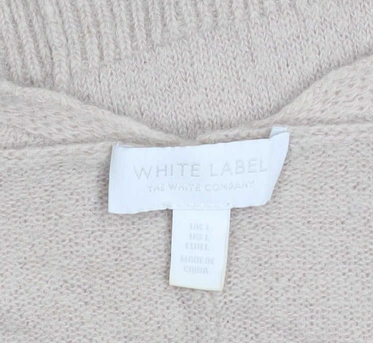 The White Company Women’s Beige Wool Alpaca V-Neck Jumper Size L