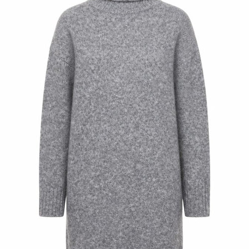 Kaffe Women's Grey Long Sleeve Roll Neck Knit Jumper Dress Size S