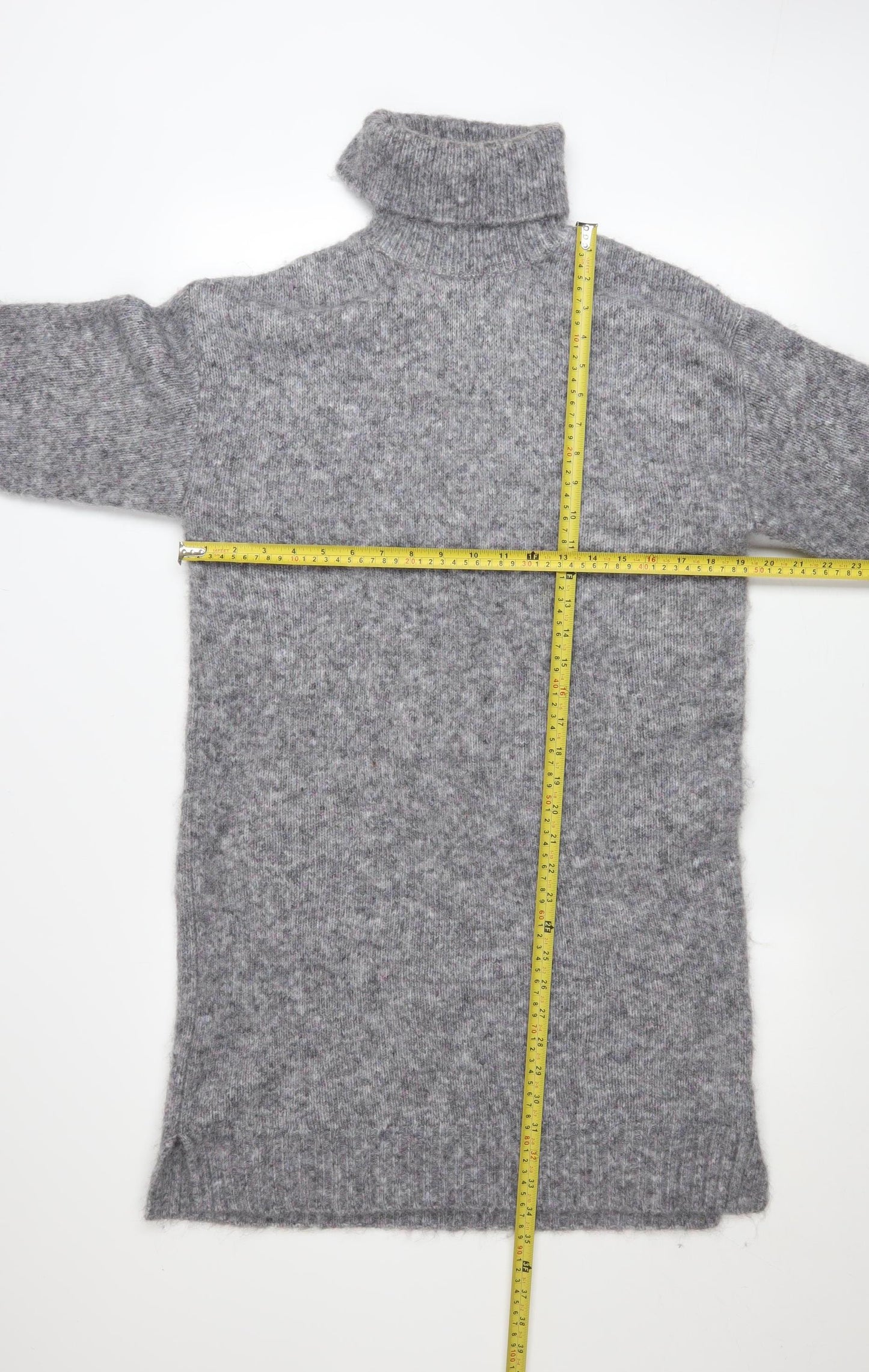 Kaffe Women's Grey Long Sleeve Roll Neck Knit Jumper Dress Size S