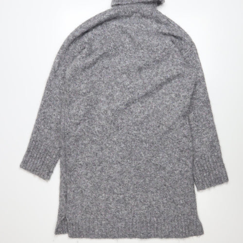 Kaffe Women's Grey Long Sleeve Roll Neck Knit Jumper Dress Size S